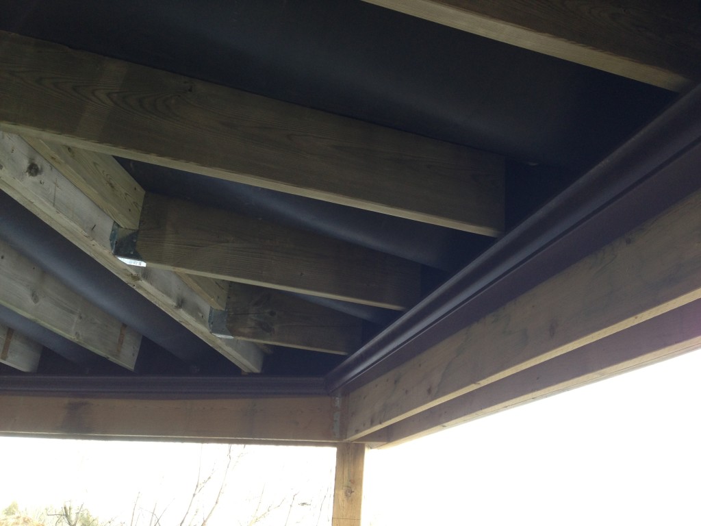 showing the rubber membrane water drainage system from the underside